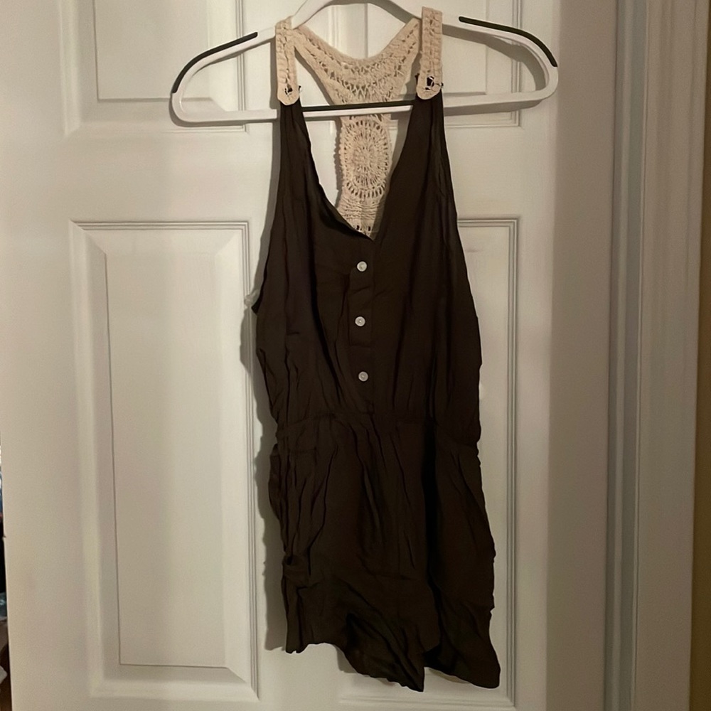 Forest Green Romper with Lace Back (S)
